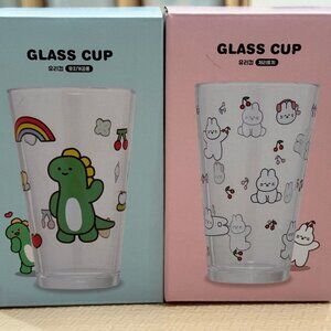 Brand New Adorable Dino & Bunny Glass Cups for Kids – Fun & Durable, Made in Kor